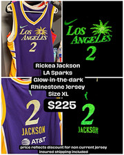 Nike Los Angeles Sparks Rickea Jackson #2 Glow-in-the-Dark Rhinestone Jersey XL