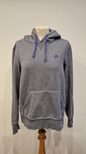 Nike Grey Hoodie with Purple Draw Strings - M