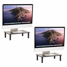 Mind Reader Monitor Stand Set of 2  Adjustable Laptop Riser Ventilated Black