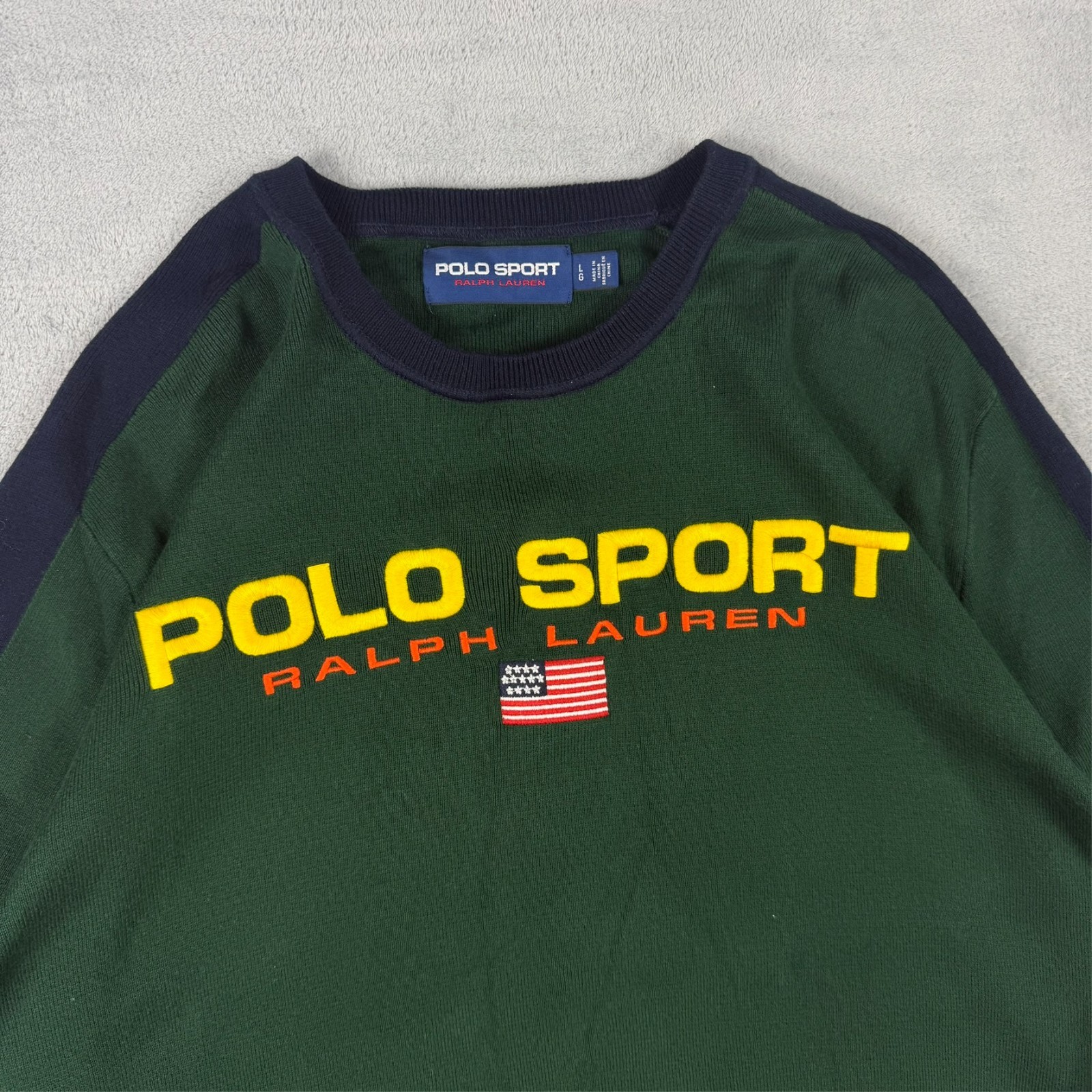 VTG Ralph Lauren Polo Sport 90's Green Oversized Lrg Knitted Jumper Sweatshirt image 4