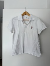 AMI Paris White Cotton Ami de Coeur Polo Shirt Size Small