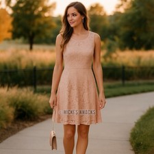 Speechless Blush Lace Fit and Flare Sleeveless Dress Mini Wedding Guest Size 11