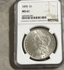 1890 Morgan Silver Dollar NGC MS 61