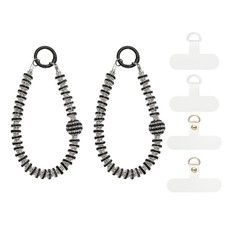 2Pcs Crystal Beaded Phone Charm 14cm, Black - Cellphone Lanyard Strap Chain