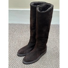 Legres Brown Suede Knee High Sherpa Lined Riding Boots Size 36 IT / UK 3