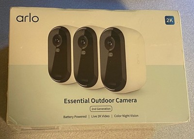 Arlo Essential Outdoor Camera 2K 2nd Generation 3-Pack New Sealed 193108145725