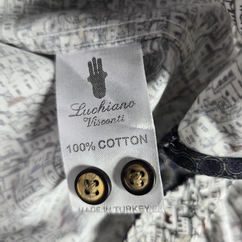 Luchiano Visconti Mens Shirt 2XL Flip Cuff Cityscape All Over Print - Picture 20 of 21