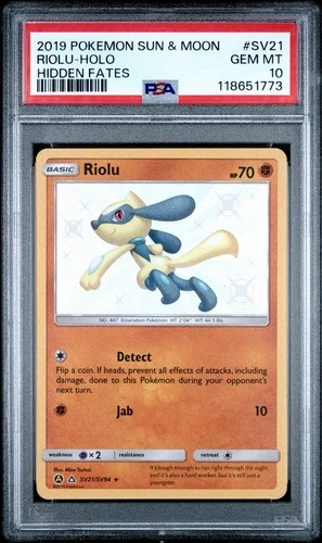 RIOLU HOLO SV21 HIDDEN FATES BABY SHINY PSA 10