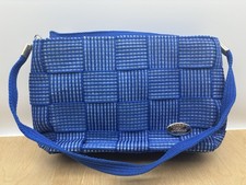 Creazioni Alma Borsa Donna a Mano Borsello Blu Tessuto Made In Italy 10” Lunga 7” Alta