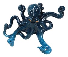 Nautical Marine Blue Giant Octopus Multi Point Tentacles Wall Hooks Sculpture