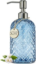 18Oz Gem Patterned Glass Soap Dispenser for Kitchen and Bathroom