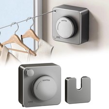 W&auml;scheleine Ausziehbar Wandmontage 5,1 m W&auml;sche trocknen Platzsparend Grau
