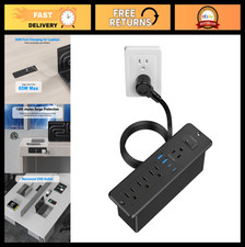 65W USB C Recessed Power Strip, Flush Mount Desktop Outlet, 4 AC  4 USB Ports,