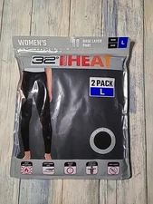 32 Degrees Heat Women's Base Layer Pant Long Johns 2Pk Black Large Keep Warm