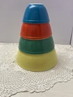 4-Pc PYREX Mixing Nesting Bowls Primary Colors No Numbers Sunshine Markn1940-50s