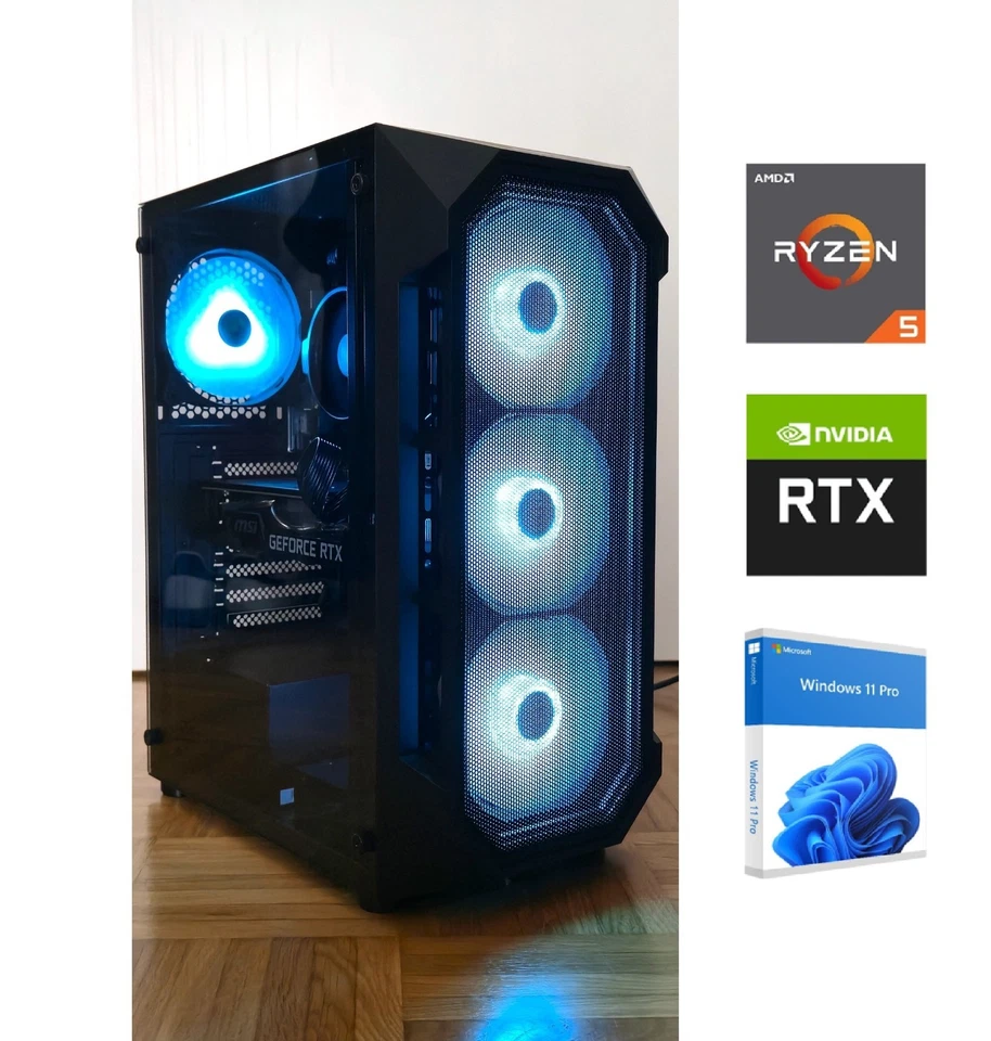 ➡️ Gaming PC NEU AMD Ryzen 5 5600 RTX 3060Ti 32GB RAM SSD Win11 RGB Garantie