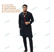 Mens Kurta Fashion Shirt Mens Kurta Cotton India Dress Kurta Color Black