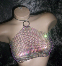 EXOTIC DANCER STRIPPER RHINESTONE NET TOP. TOP ONLY 