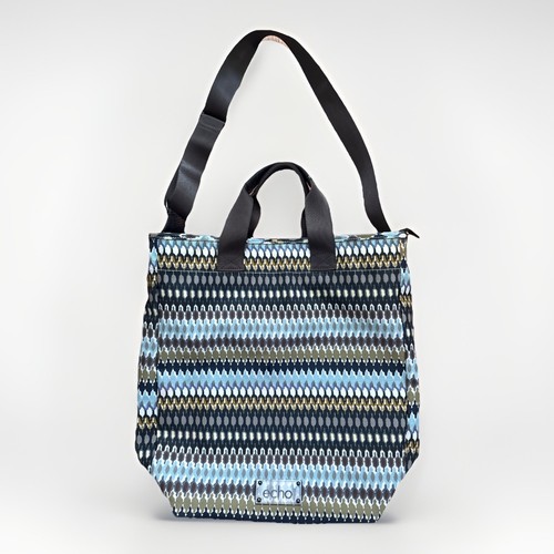 Echo New York Mesenger Bag Geometric Pattern Coated Canvas