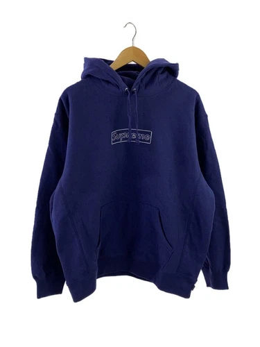 Felpa Supreme con cappuccio L cotone navy usata