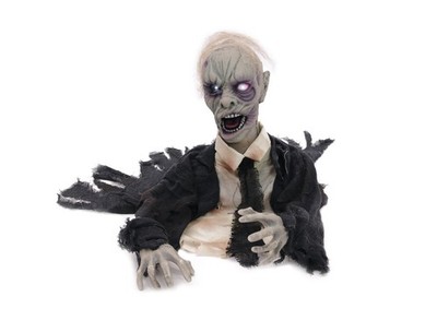 Europalms Halloween Party Deko Figur Zombie - Bewegung + Soundeffekt + LED - 43c