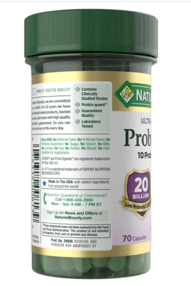 Nature's Bounty Ultra Strength Probiotic 10, 70 Capsules - Изображение 3 из 4