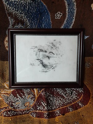 Rubbing Drawing Contemporary Surreal Art Frottage Signed After Henri Michaux 