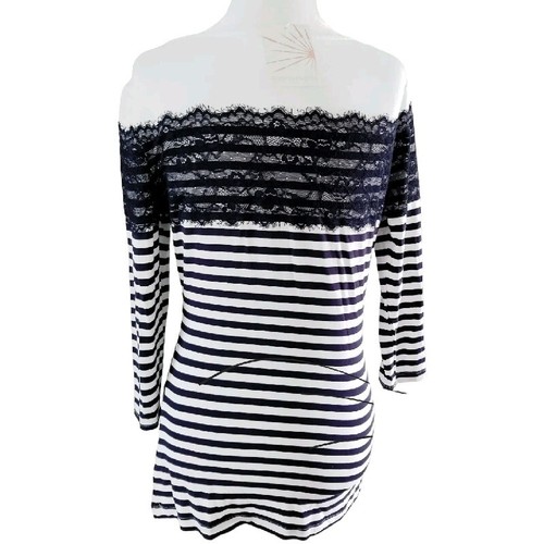 NWT BOSTON PROPER LACE & STRIPES KNIT TOP SZ S RV $79 - Picture 5 of 6