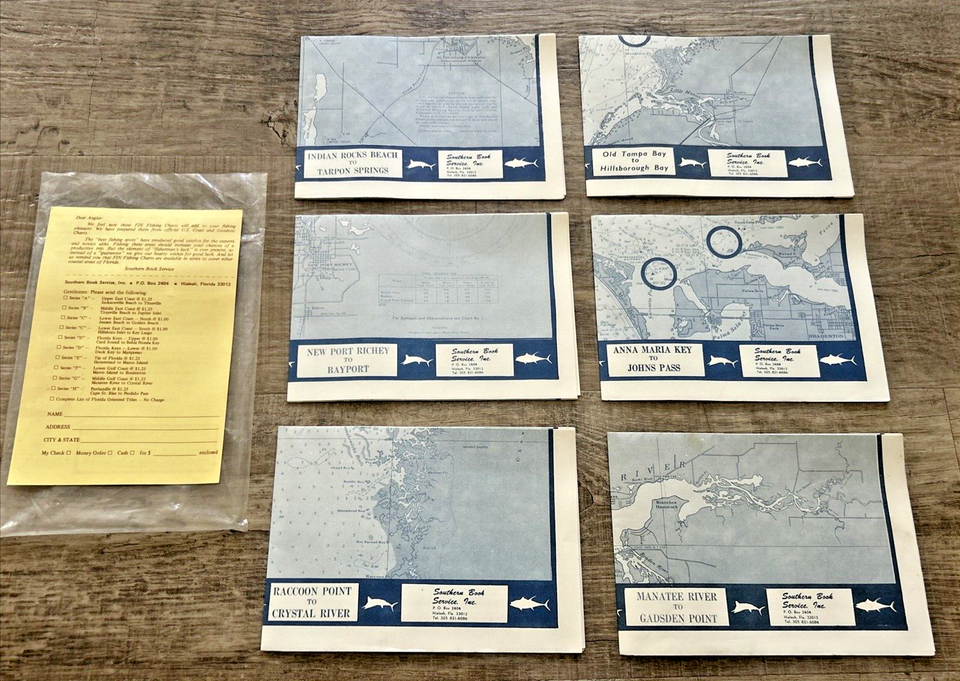 6 Fin Fishing Chart Map Florida Detailed Charts Middle Gulf Coast - New ...
