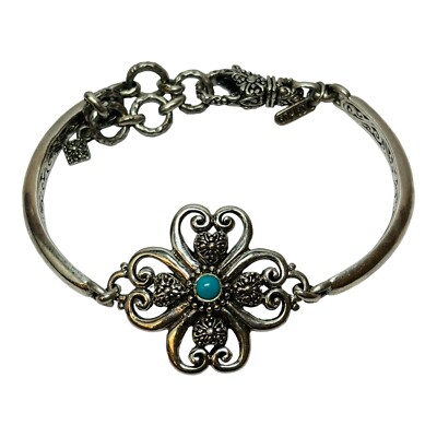Sarda Sterling 925 Silber Türkis Perlen Blume Armband 6 Zoll - 0,79