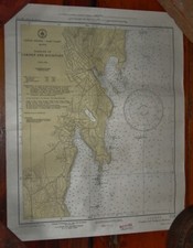 Old 1953 USC & GS Nautical Chart Camden & Rockport Harbors Small Size