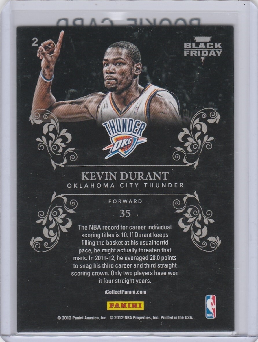 KEVIN DURANT Black Friday Basketball Card OKC THUNDER GS WARRIORS NJ