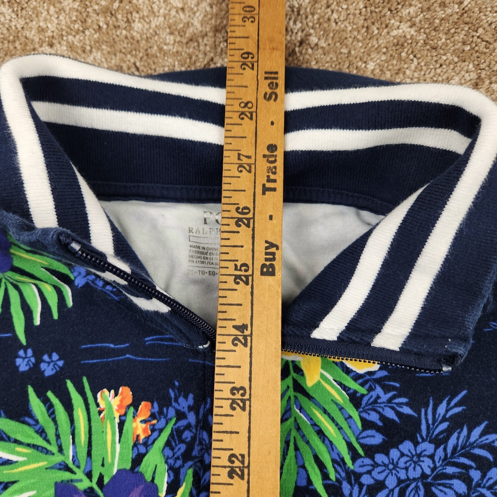 Polo Ralph Lauren Track Jacket uomo XL stampa floreale zip intera manica a righe pony