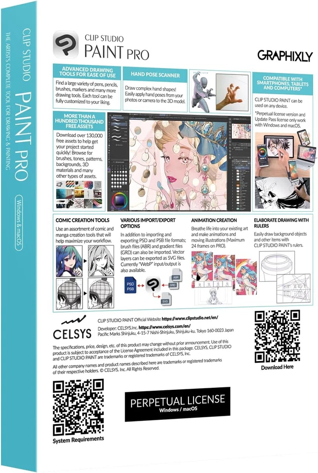 CLIP STUDIO PAINT PRO - Version 4 | Perpetual Lic - Retail Pack w/ Bonus Brushes - Image 3 of 4