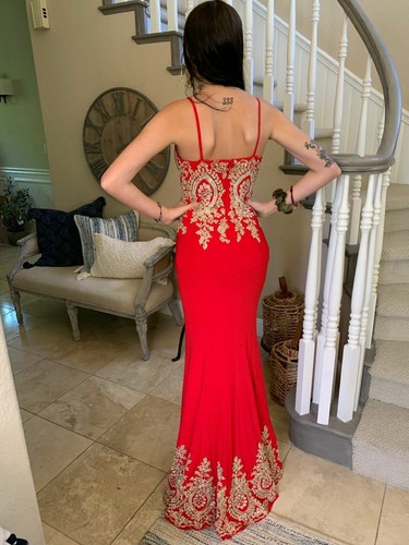 $440 NWT RED JVN BY JOVANI PROM/PAGEANT/FORMAL DRESS/GOWN #31491 SIZE 6 - Picture 4 of 12