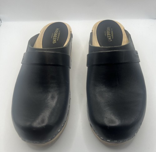 Swedish Hasbeens Husband Clogs in Black Women's Size 36 Boho Indie Comfy - Picture 2 of 19