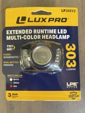 LUXPRO LP345V2 Headlamp 303 Lumens With Multi-Color Flood Lights 6 Modes