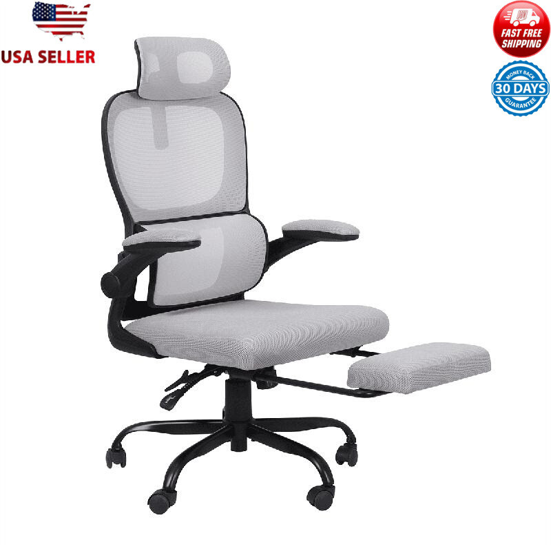 Ergonomic Height-Adjustable Office Chair with Lumbar Support, Footrest, and Mesh Back Design