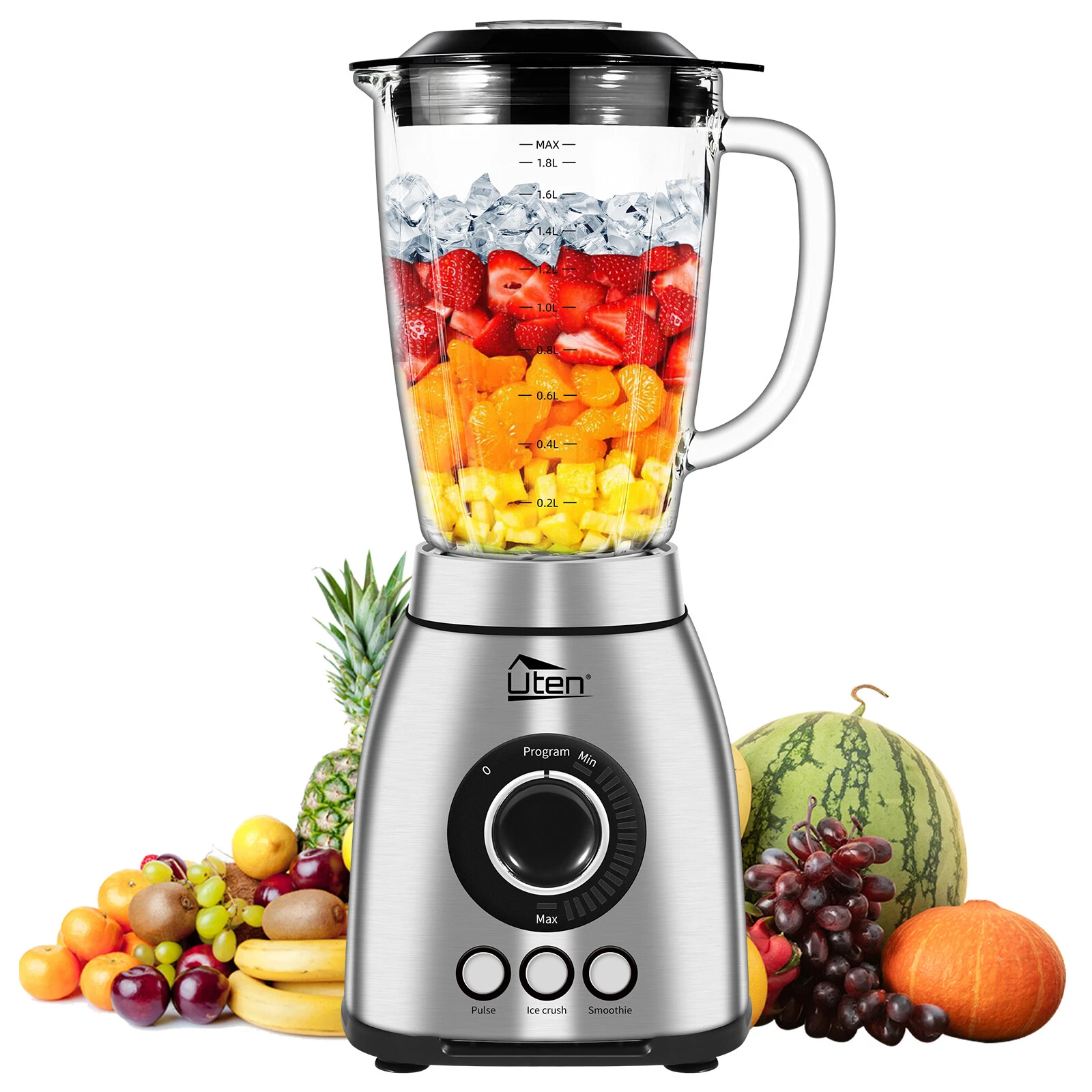 Blender Stainless Glass Steel Ice Crush Smoothie Smart For Kitchen Home 800W
Opens in a new window o
