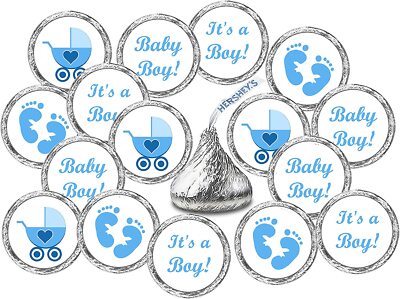 324 Blue Its a Boy Baby Shower Favors Stickers For Baby Shower