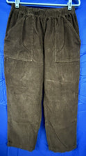 Vintage HABAND Pants BROWN Pull-On CORDUROY Pockets ELASTIC WAIST sz 14/P