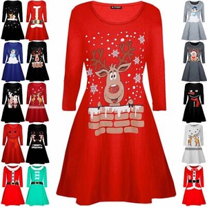 Kids Girls Christmas Santa Claus Father Suit Belted Costume Flared Swing Dress