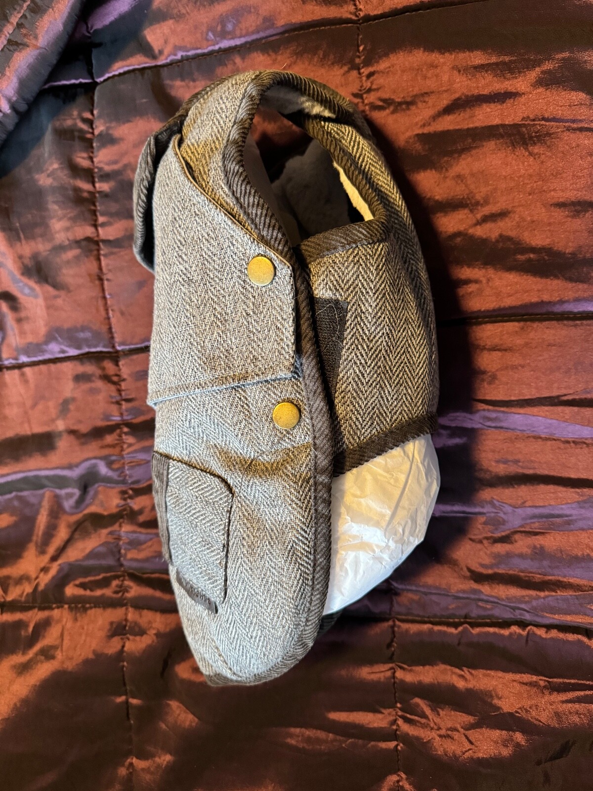 Wainwrights Herringbone Dog Coat Grey Tweed Pattern Cord Trim Easy