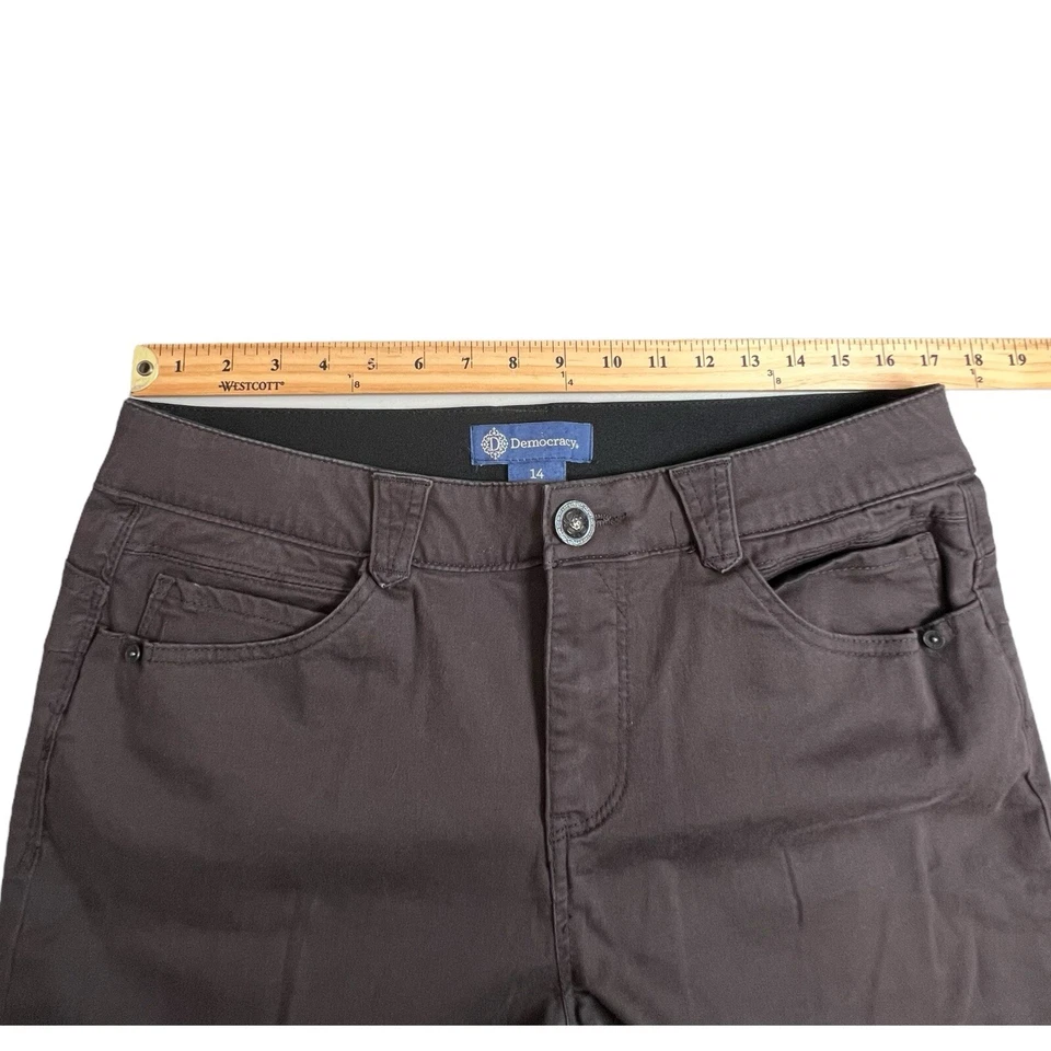 Pantalones Democracy Ab Solution para mujer 14 marrón tiro alto elásticos pierna recta Foto 4 de 4