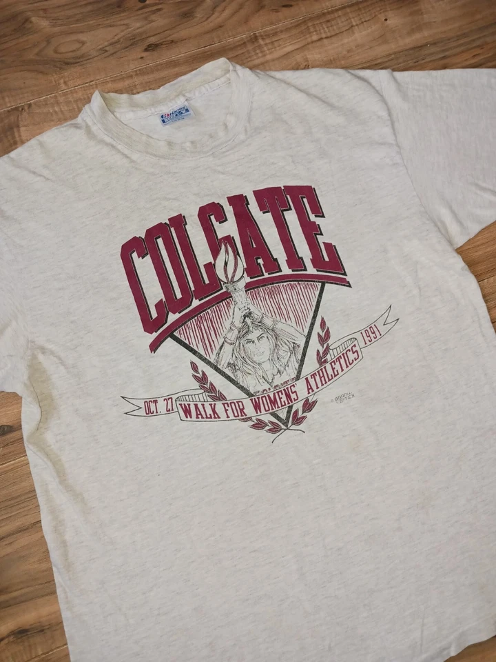 Vintage 1991 Colgate University T Shirt Size Large L Walk For Womens Athletics  - Image 3 of 4