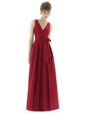 NWT ALFRED SUNG Full Length Sleeveless Dupioni Dress in Barcelona Red Size 6