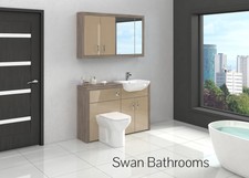 DRIFTWOOD / CASHMERE GLOSS BATHROOM FITTED FURNITURE WITH WALL UNITS 1300MM