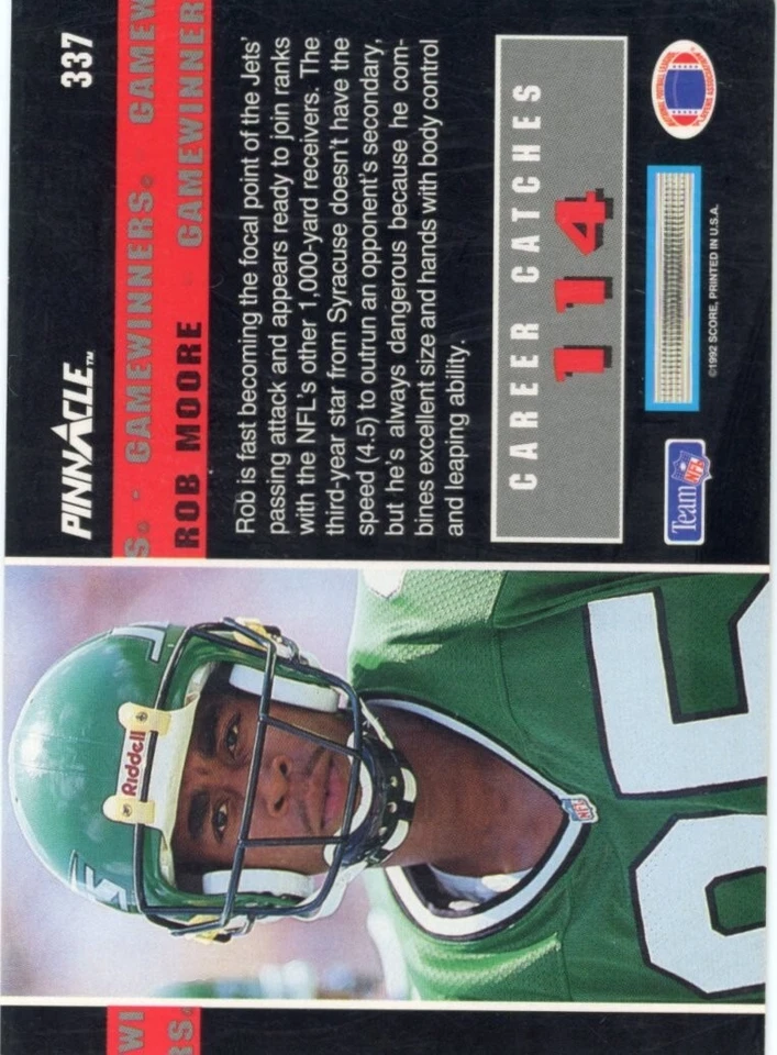 1992 Pinnacle - Rob Moore #337 - Image 2 of 2