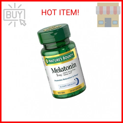 Nature's Bounty Melatonin, 100% Drug Free Sleep Aid, Promotes Relaxation and Sle