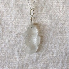 Handmade Crystal Seahorse Sea Glass Pendant with 18" Silver Chain Beach/Coastal